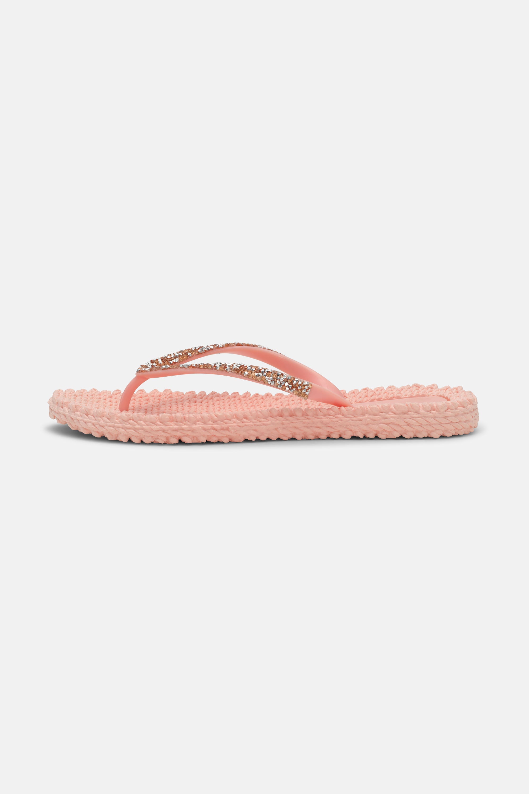 Flip Flops With Rhinestones - Soft Coral